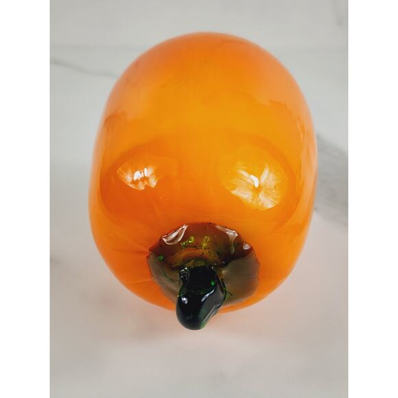 Art Glass Hand Blow Orange Squash Vegetable 5 1/2" Home Decor 90s Vintage - Picture 5 of 10